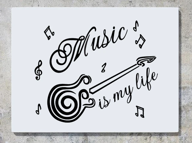 Music Is My Life Chitarra Melodie Muro Decalcomania Adesivo Arte Foto