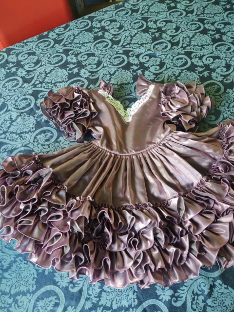 Vtg Pazazz Girl’s Purple Satin Ruffle Party Pageant Full Circle Dress Size 6