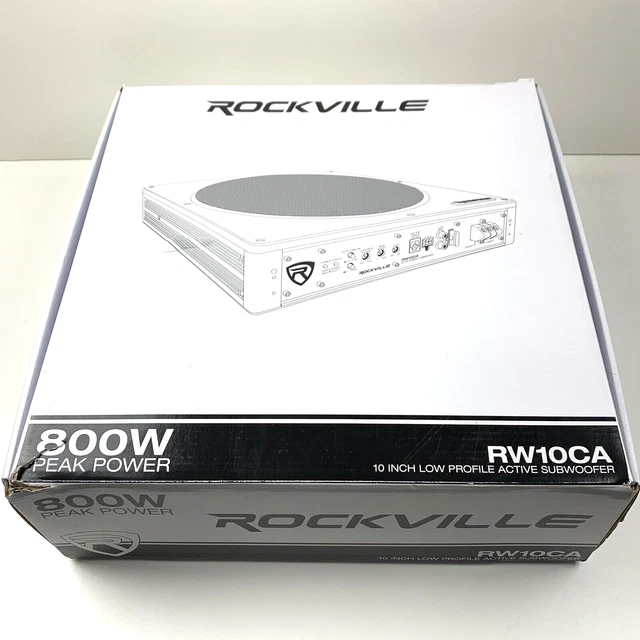 Rockville RW10CA 10" 800 Watt Under-Seat Slim Amplified Car Subwoofer +Wire Kit