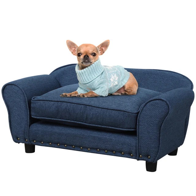 PAWHUT DOG SOFA Bed Pet Chair w/ Soft Cushion, for XS and S Dogs - Blue ...