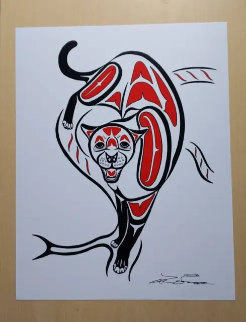 Cougar by Lon French Haida Artist 11"x14" Signed Print
