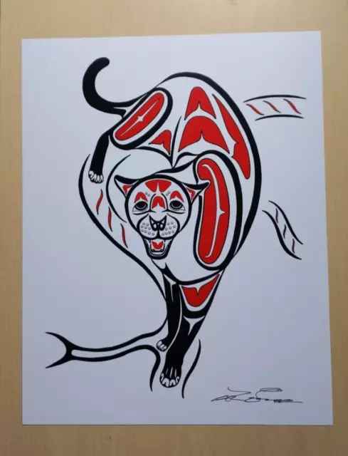 Cougar by Lon French Haida Artist 11"x14" Signed Print