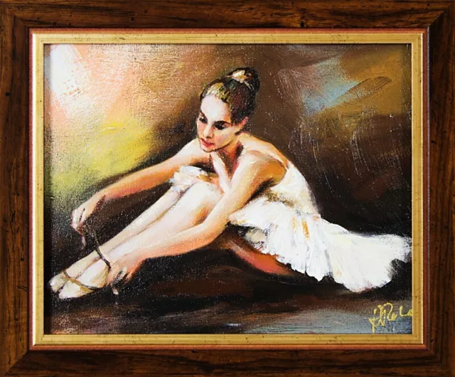 Ballett Mädchen Schule Tanz Echte Handarbeit Rahmen Öl Gemälde Bild Bilder 16377