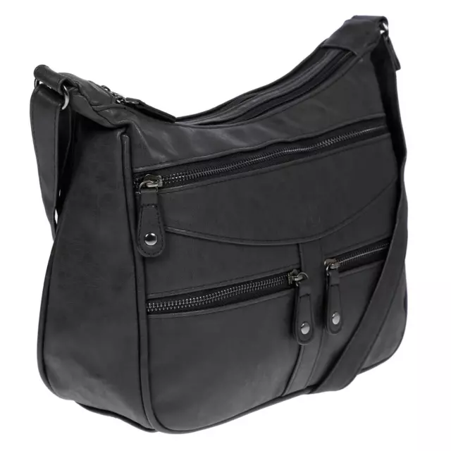 Damen Tasche Schultertasche Umhängetasche Crossover Bag Leder Optik Handtasche