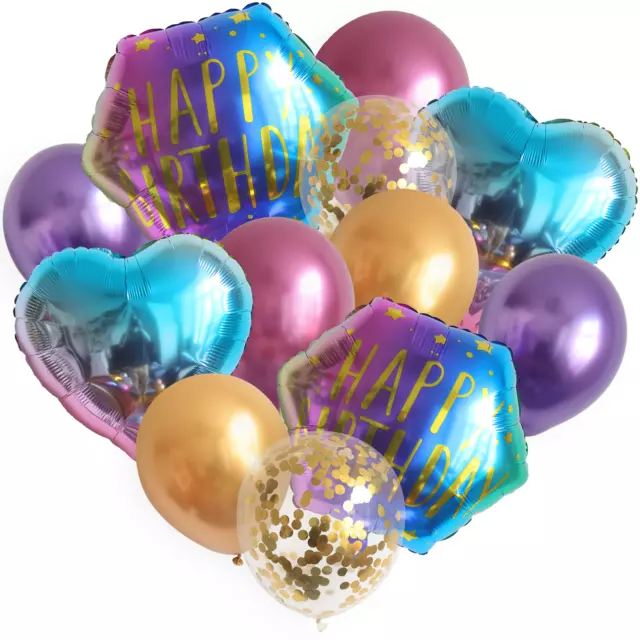 Luftballon Set Bunt Happy-Birthday Geburtstag Deko Folienballons Party Konfetti