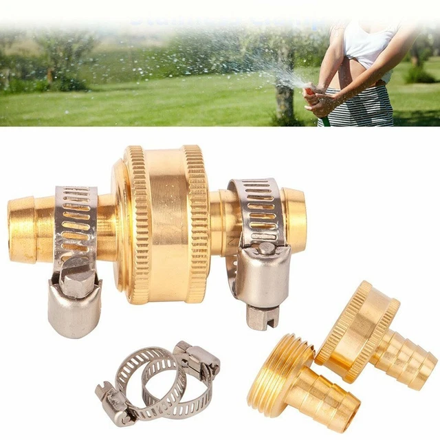 Tech Traders - Connettore per rubinetto da giardino 2 in 1, in ottone, filettatura femmina da 3/4 e 1/2, per impianti di irrigazione da giardino