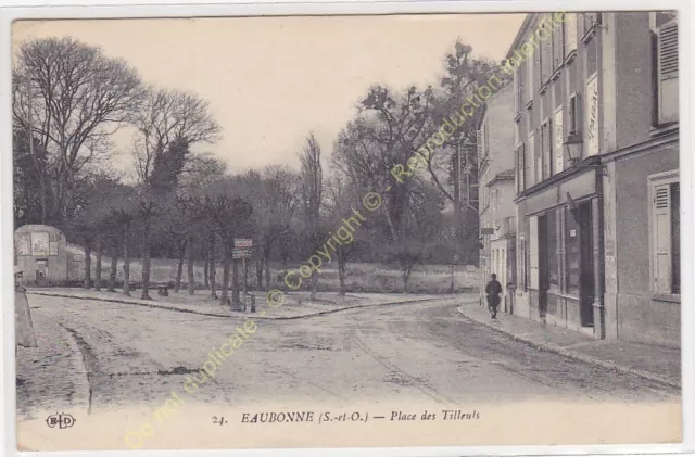 CPA 95600 Eaubonne Place Of Tilleuls Coffee Tobacco Edit Eld ca1917