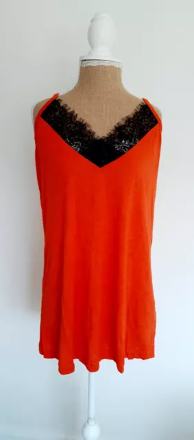 Simply Be Orange black lace Ladies Camisole Top Blouse Size 14 BNWT