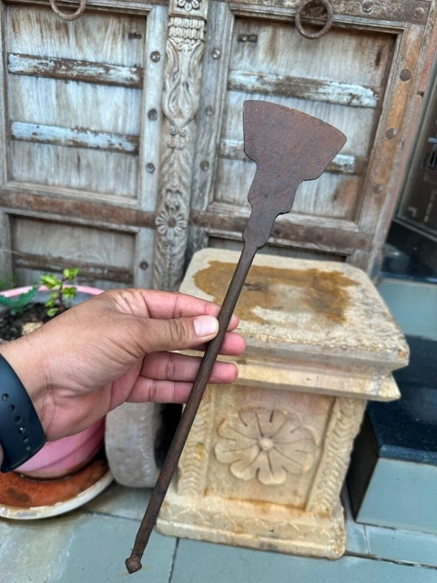 19th C Ancient OId Iron Hand Forged Tribal Kitchen Used Spoon
