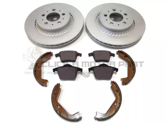 Volvo Xc 90 Xc90 03-14 Rear 2 Brake Discs And Pads Handbrake Shoes Set New