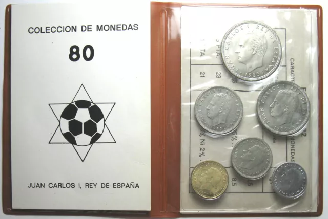 *TRIU* SPAGNA COIN SET 1980 CALCIO '82 (6 MONETE) FDC in confezione sigillata