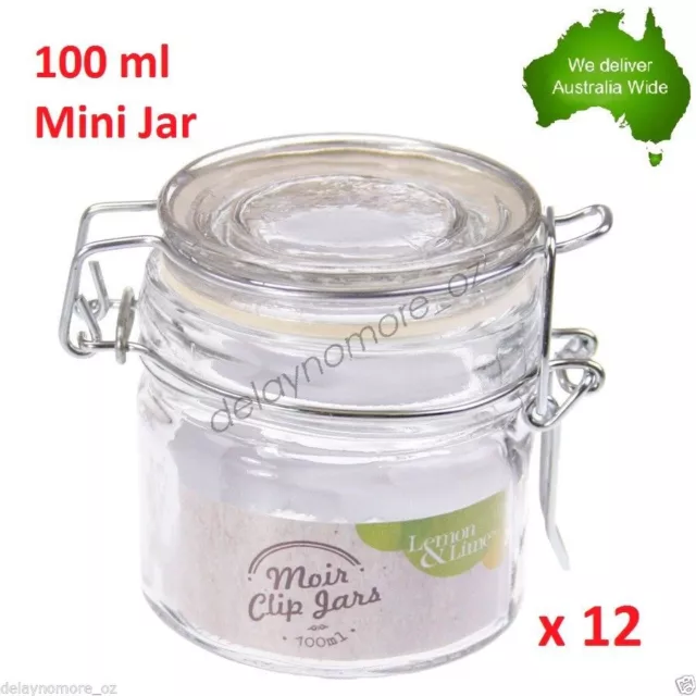 12x 100ml Mini Glass Jars w/ Clips Wedding Lolly Candy Small Jam Jar Bottle Herb