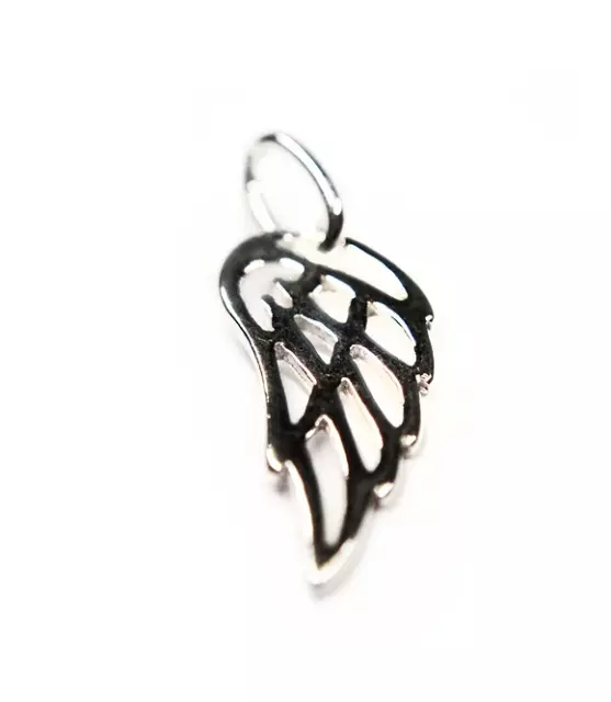 Sterling Silver 925 Minimalist Angel Wing Remembrance Pendant Charm Gift UK