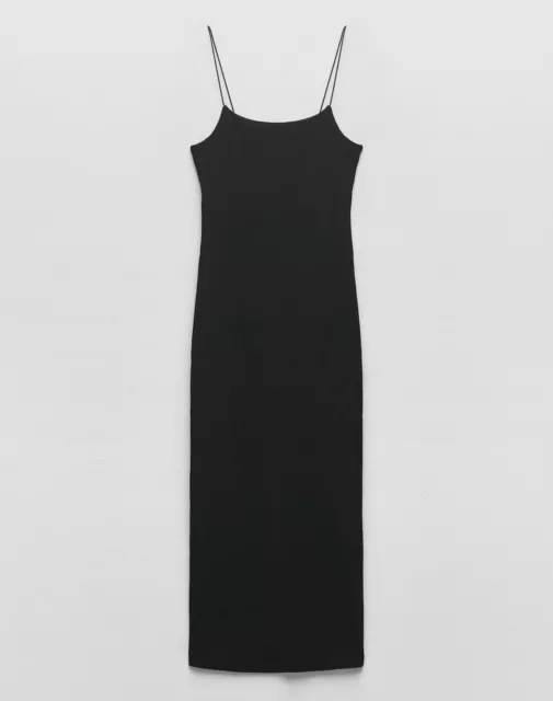 ZARA WOMAN NWT BLACK SLIP CAMISOLE SATIN DRESS WITH BEADED COLLAR SIZES  1165/897