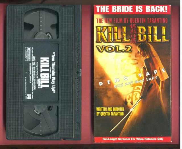 RARE KILL BILL VOL 2 DEMO TAPE VHS SCREENER for VIDEO RETAILERS ONLY