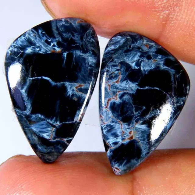 22.60Cts.100%Natural Blue Pietersite Matched Pair Fancy Cab 15x24x4mm Gemstone