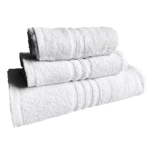 Set asciugamani bianco spugna hotel b&b spa completo tre pezzi telo viso ospite