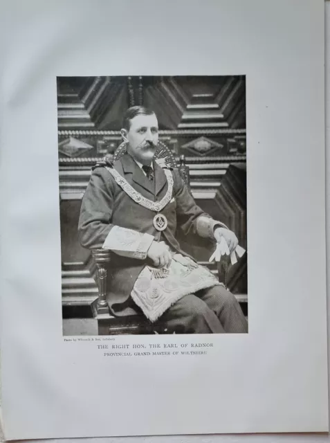 1886 Masoneria Estampado The Conde De Radnor Provincial Grand Maestro Wiltshire