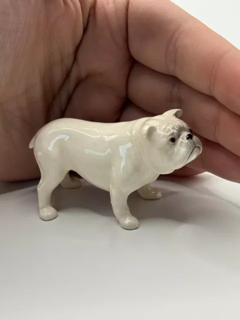 Vintage Retired Hagen Renaker Miniature White Bulldog Figurine Trinket ***