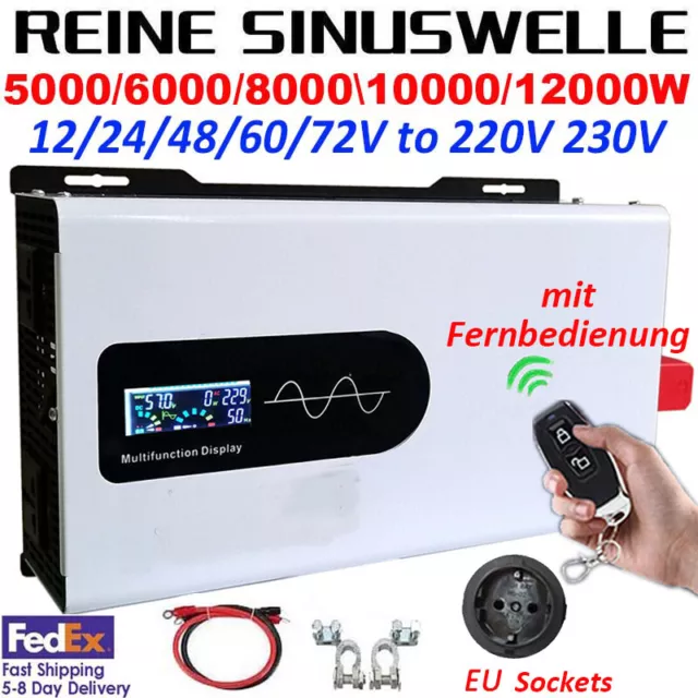 5000W ~ 12000W Max 12V 24V 48V 230V Reiner Sinus Spannungswandler Wechselrichter