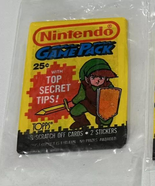 1 x Topps Nintendo Game Pack - Sealed Waxpack Scratch Off Cards - Link - 1989