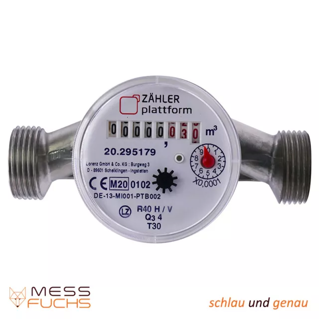 Wasserzähler Aufputz 130 mm (1 Zoll) Kaltwasser bis 30°C Eichung 2023 Wasseruhr