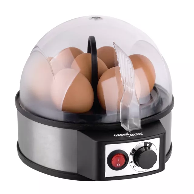 Eierkocher 7 Eier Egg Cooker Messbecher mit Eipick GreenBlue 3 Stufen