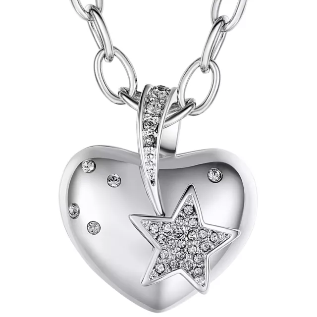 luluandjane Damen Halskette Herz Metall-Legierung verziert mit Kristallen von