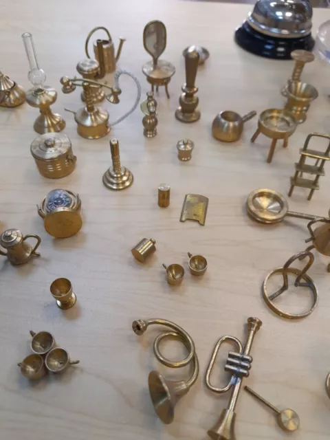 Job Lot of Miniature Dolls House brass items. Over 80 pieces. Will seperate. 3