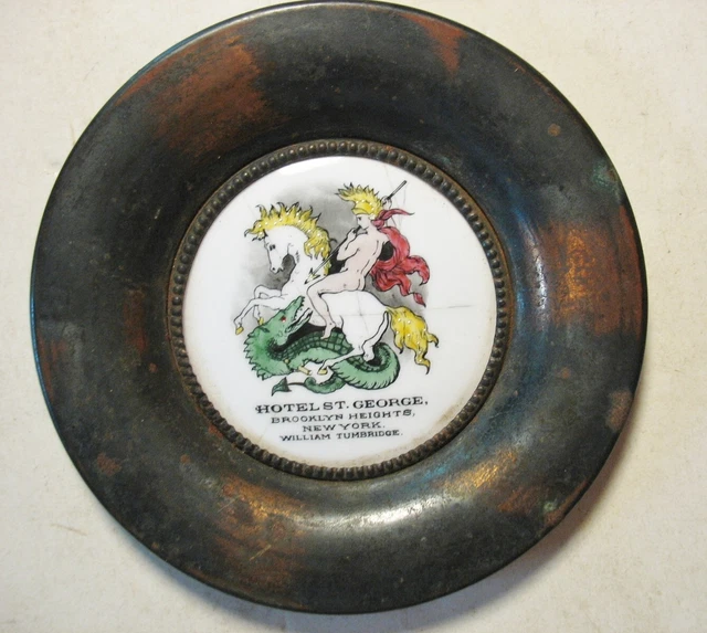 Antique Porcelain Enamel Hotel St. George New York Trinket Dish O'Hara Dial Co.