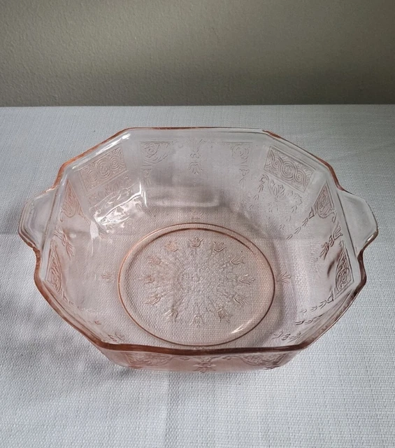 VINTAGE HOCKING GLASS “Princess” Pink Depression Glass Casserole Dish 9