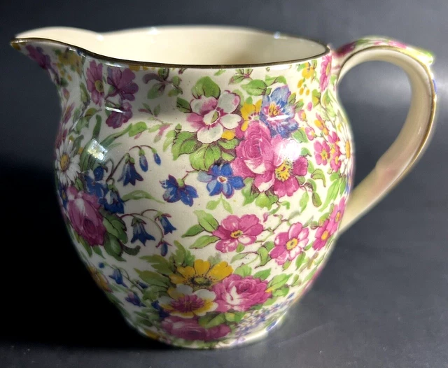 Vtg Grimwades Dutch Royal Winton Chintz 14 Oz Jug Creamer Pitcher Summertime