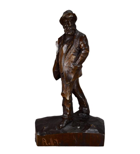 Antique French Black Forest Brienz Hand Carved Wood Figural Old Man Statue