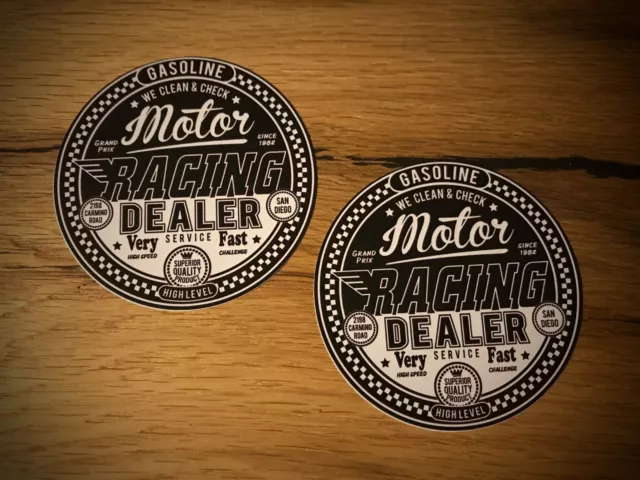 2x Racing Aufkleber Motorrad Gasoline Öl Sticker Vintage Oldtimer Biker V2 #085