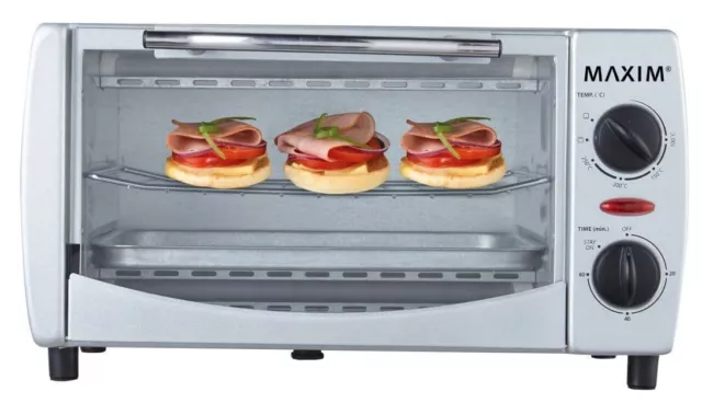 Maxim 1000W 9L Electric Toaster Oven/60 Min Timer/Toast Grill for Home/Caravan