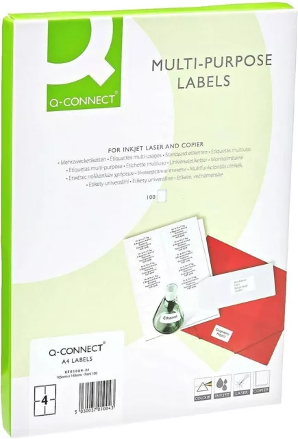 Address Labels A4 4 Sticky Label Per Page Self Adhesive Copier InkJet Laser Peel