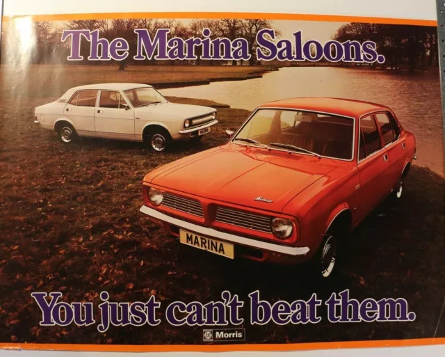 Affiche Ancienne Morris Marina Saloon 1971 Austin Wolseley British Leyland Mini