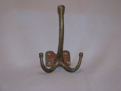 Antique Cast Iron 6" Coat Hat Harness Tack Double Hook w/ Old Paint 3 Prong