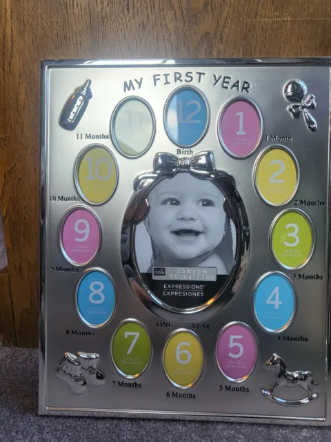 Baby's First Year Picture Frame, 0-12 Month Baby One Size Silver Frame