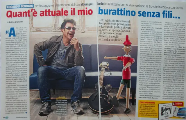 Italian Clipping Ritaglio 2018 EDOARDO BENNATO è attuale il burattino 3 PAGINE