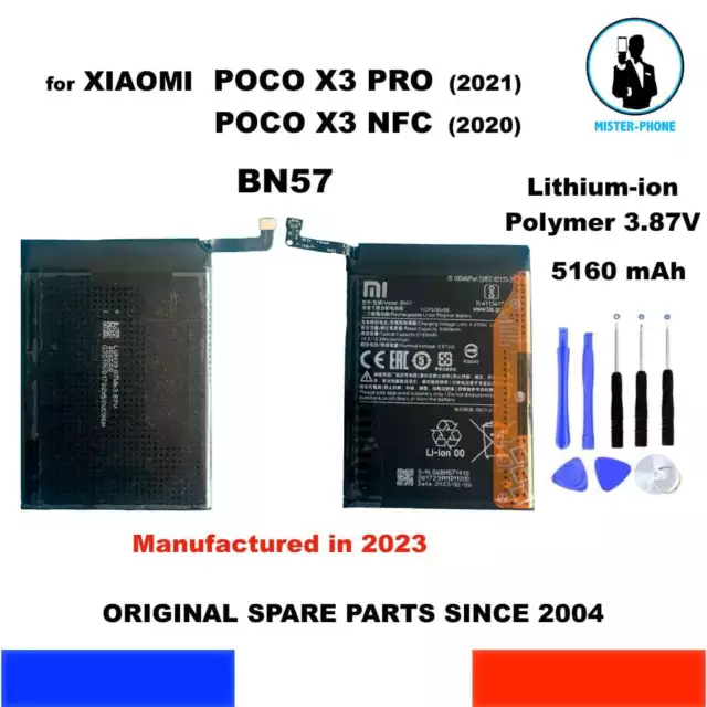 NEW GENUINE BATTERY OEM XIAOMI BN57 POCO X3 PRO & POCO X3 NFC 5160mAh BATTERIE