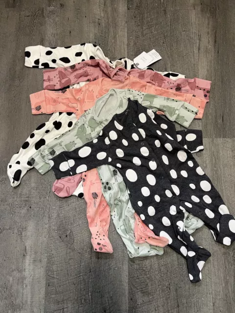 Baby Boy Girl 0-3 Months Bundle Sleepsuits Rompers Next Unisex Animal Print New