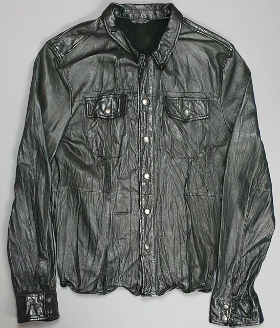 ALL SAINTS MCKAY leather shirt jacket black large 105.00 PicClick UK
