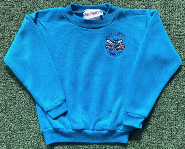 VTG 90’s Charlotte Hornets NBA Embroidered Sweatshirt Baby Boys Sz 24 Months