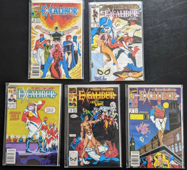 Excalibur! 9 comics! Captain Britain, Phoenix, Iron Man! Marvel Copper Age