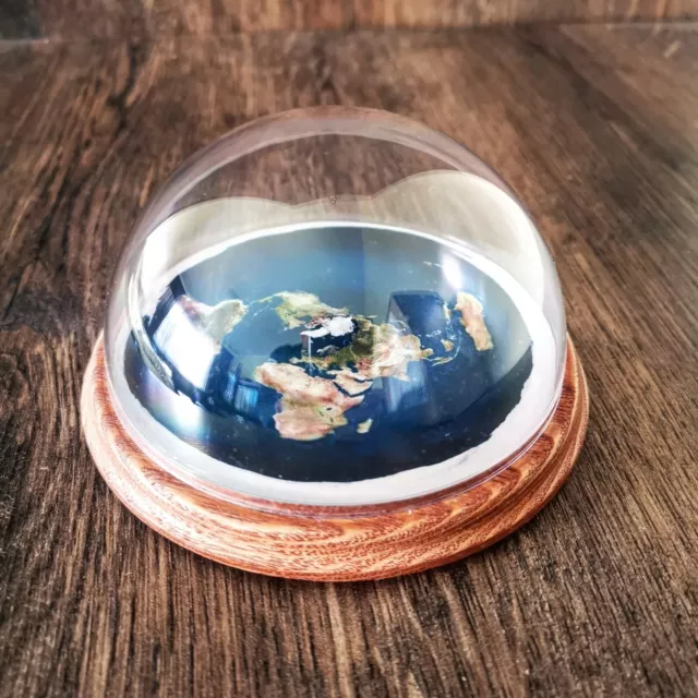 Flat Earth Model Azimuthal Equidistant Projection Map Ash Wood Base Hand Made Fe