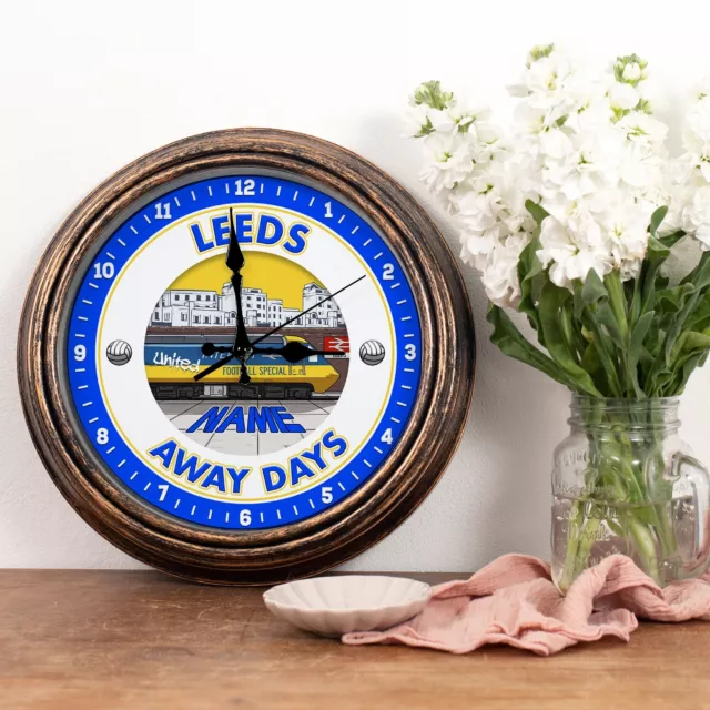 Personalised Leeds Clock Football Fan Bar Round Hanging Away Days Gift FTC36