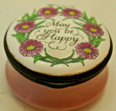 Crummles & Co. English Enamels " May You Be Happy" Trinket Box very rare