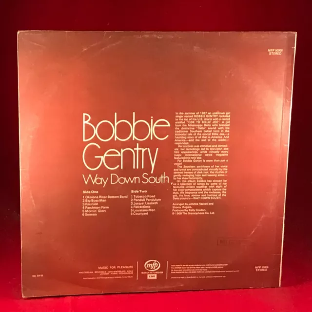 BOBBIE GENTRY Way Down South 1972 UK Vinyl LP Mornin' Glory Parchman Farm Sermon 2