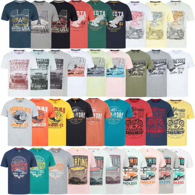 South Shore Men's T-Shirt Retro Vintage Graphic Print Crew Neck Motorbike Car